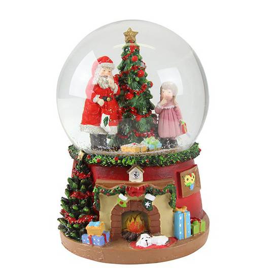 Musical SnowGlobe, Santa, Tree & Child, Fireplace Base