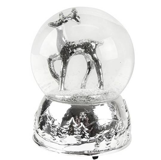 Musical SnowGlobe, Silver Reindeer