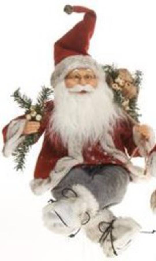 Sitting Santa 30cm Red Coat, Grey Trousers & Sack