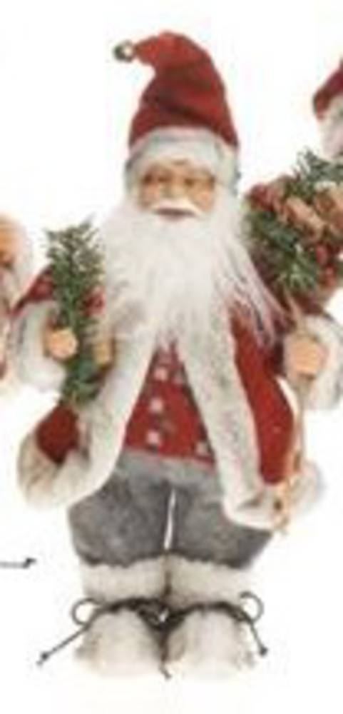 Santa 32cm Red Coat Grey Trousers Checked Jumper