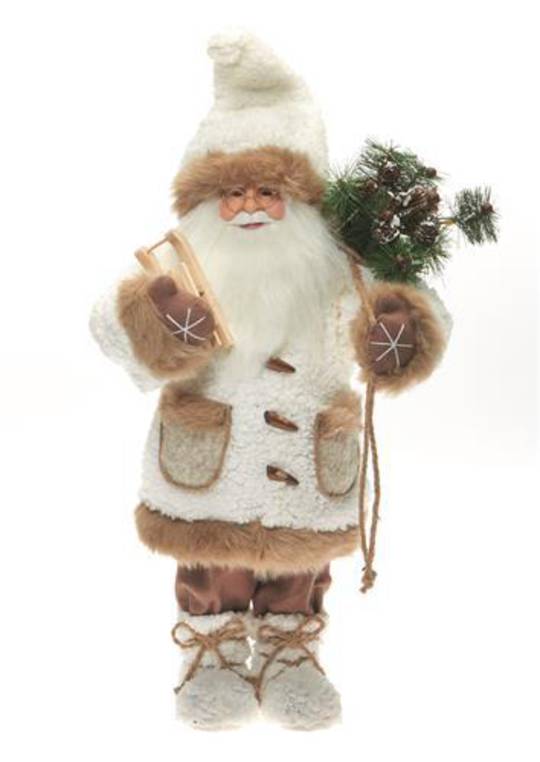 Santa Cream Coat 32cm with Caramel Fur Trim LED Lights 3x AA Batt.