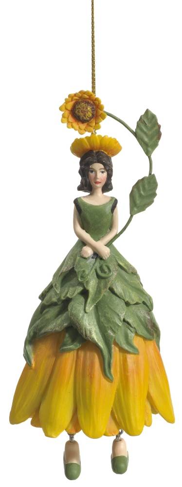 Hanging Flower Girl Sunflower Yellow/Green 14cm