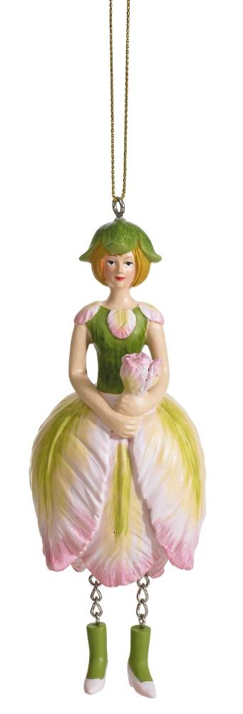Hanging Flower Girl Tulip Pastel Yellow/Rose 13cm