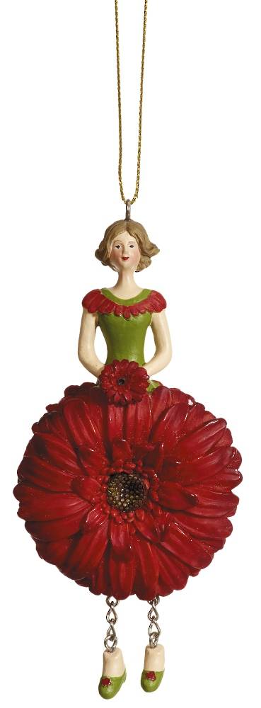 Hanging Flower Girl Gerbera Red 12cm
