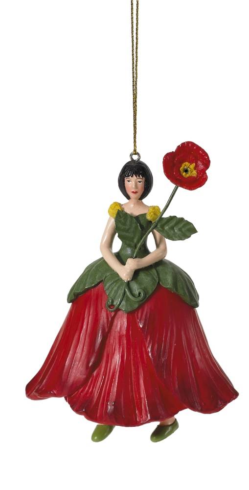 Hanging Flower Girl Poppy Red 11cm