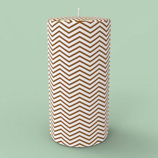 Zig Zag Candle, White & Gold
