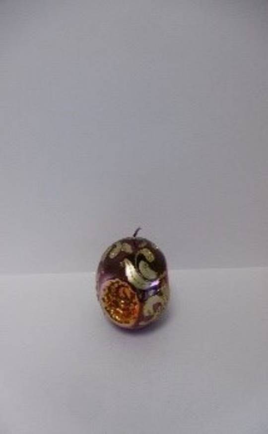 Reflector Candle 100mm Metallic Purple with A Gold Florentine Pattern.