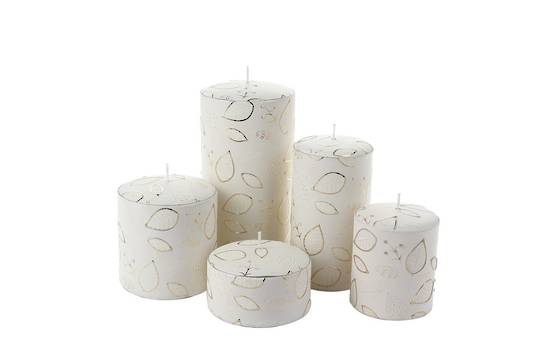 Leaf Trail Candle White & Gold