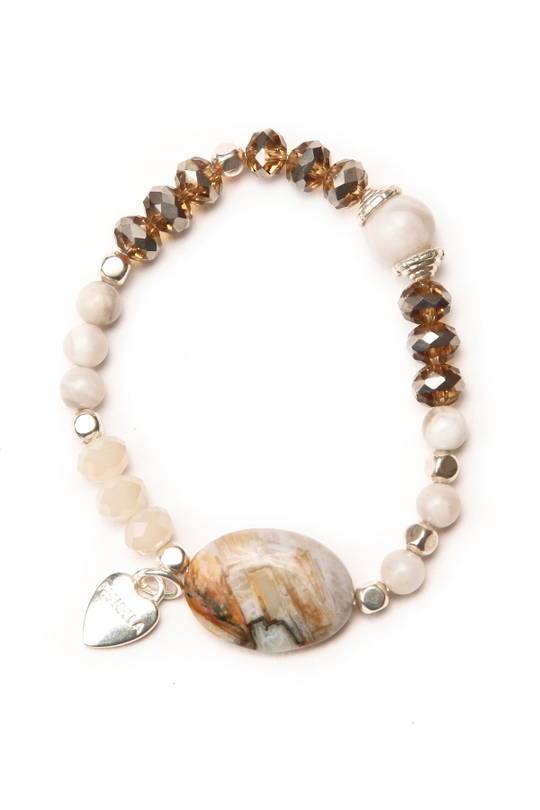 Bracelet, Agate Natural Colour Beads, Opt 2