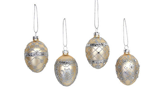 Hanging Glass Egg, Silver and Gold, Small