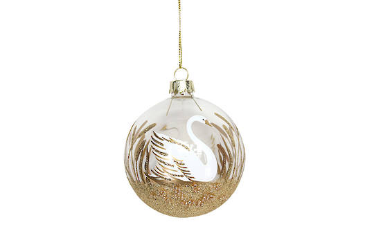 Glass Ball, Clear with Swan