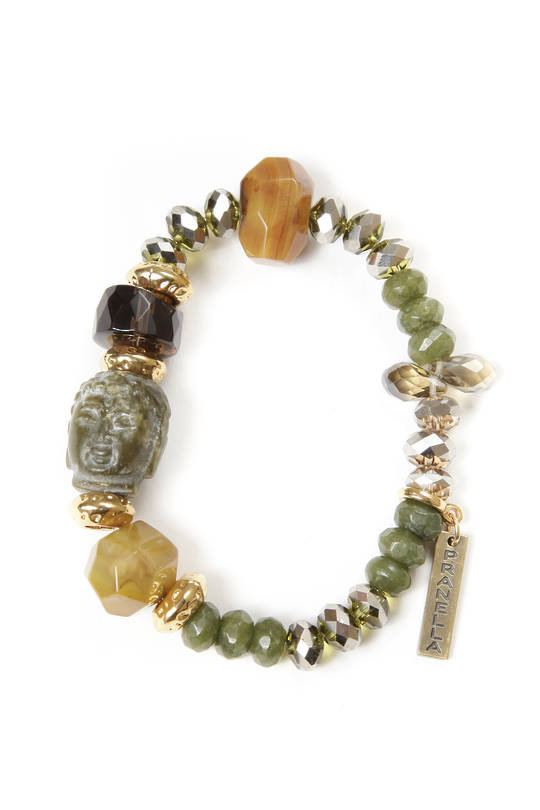 Bracelet, Agate Natural Colour Beads, with Buddah
