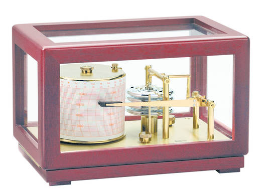 BM Barograph, Mahogany, Brass 4 Diaphragms