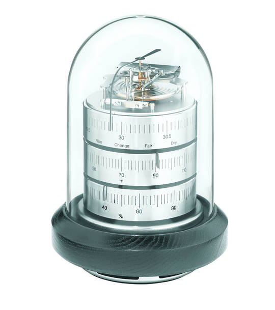 BM Dome Weather Station, 16cm, Nickle, Black Wood Base