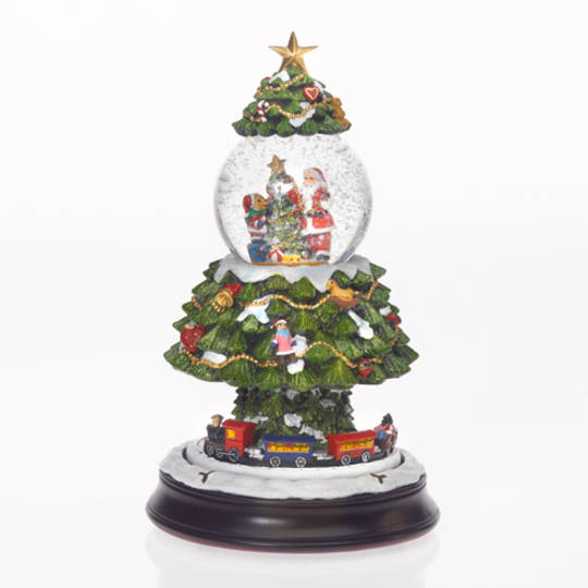 Snow Globe Winter Train Musical & Illuminated 13x28cm