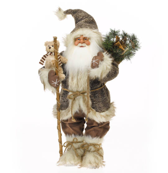 Santa Brown Coat, White Fur Trim w/Teddy