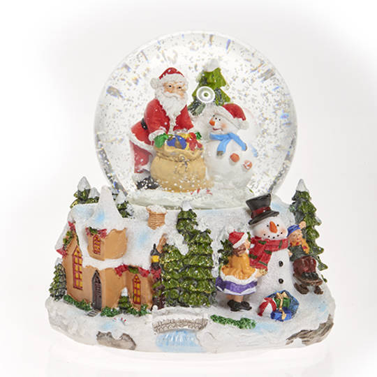 Snow Globe Santa and Snowman Musical & Illuminated 14x15cm