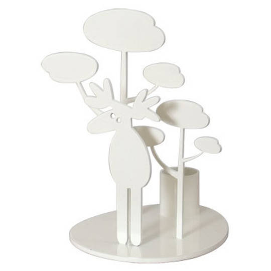 Moose with Tree Candle Holder White