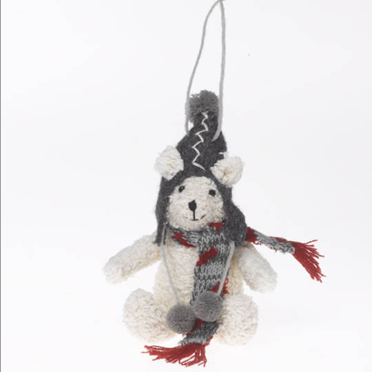 Plush Winter Bear with Scarf and Hat. 17cm