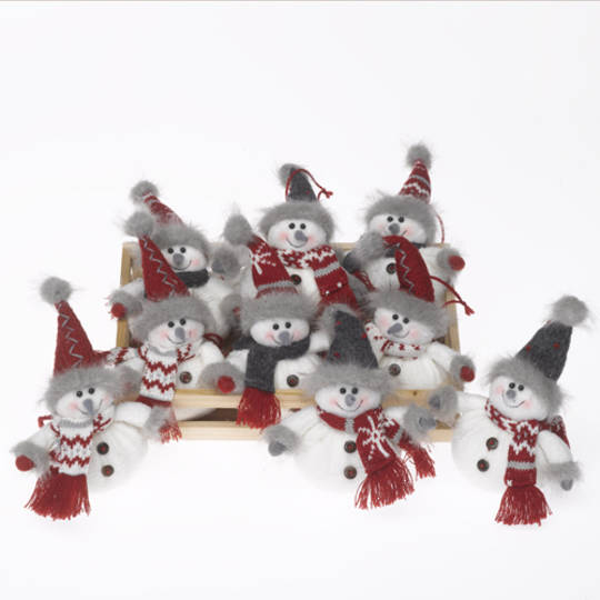 Plush Little Round Snowman With Scarf and Hat 18cm