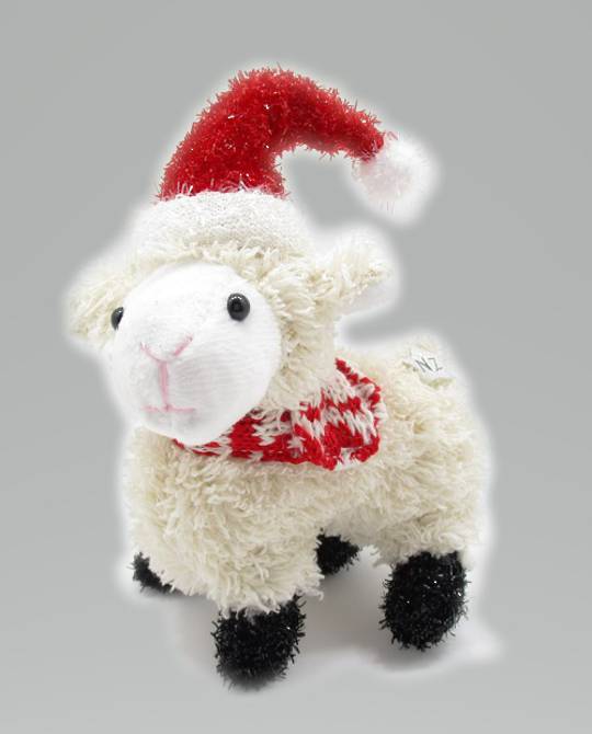 Iconic Hanging Fabric Sheep with Santa Hat