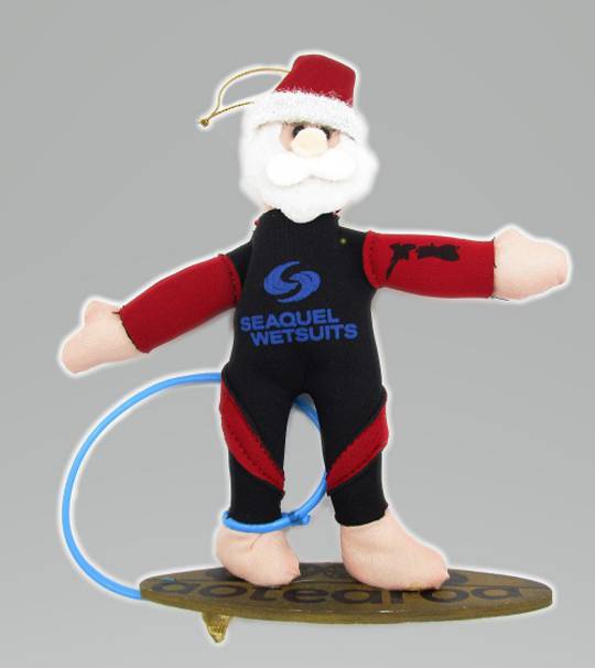 Iconic Hanging Fabric Surfer Santa