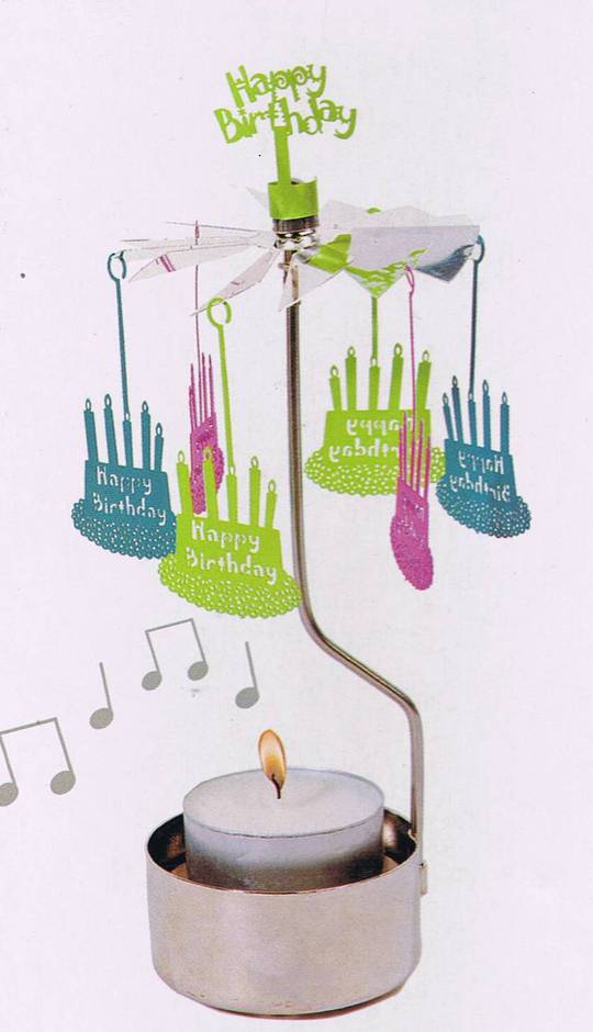 Musical Rotary Candle Holder Happy Birthday