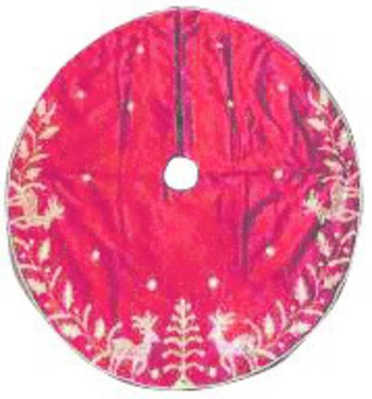 Xmas Tree Skirt, Glossy Red with Gold Sequins