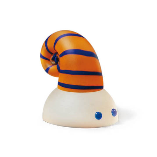 ArtGlass Snail Paperweight. Orange w/Blue Stripe