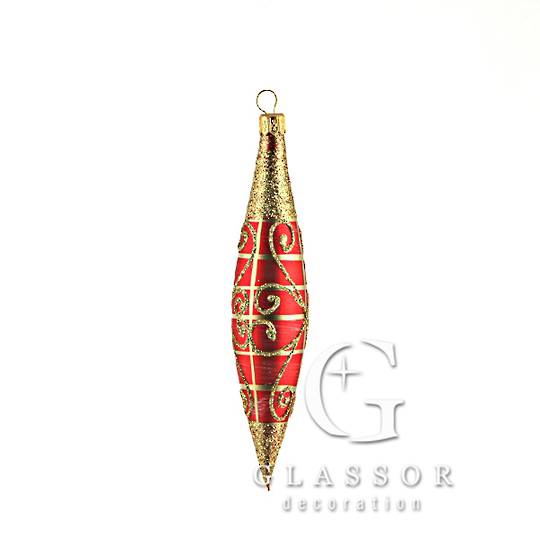 Glass Olive Red And Gold With Gold Decor 14cm