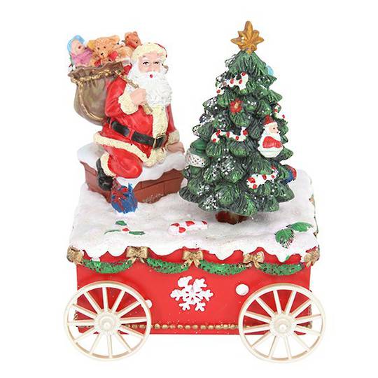 Santa & Tree on Cart, Music Box