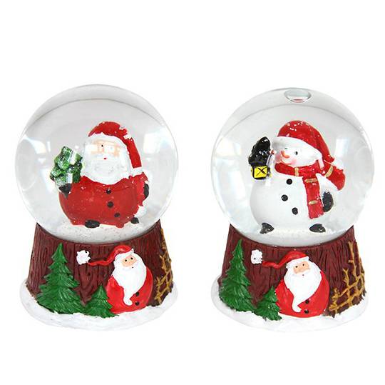 Snow Globe Mini, Santa or Snowman, Brown Base