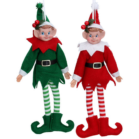 Sitting Elf Santa, Fabric Arcrylic 31cm