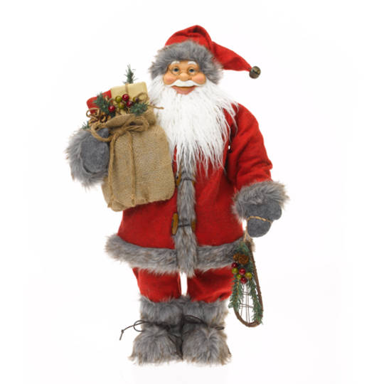 Santa Red Coat & Grey Fur Trim