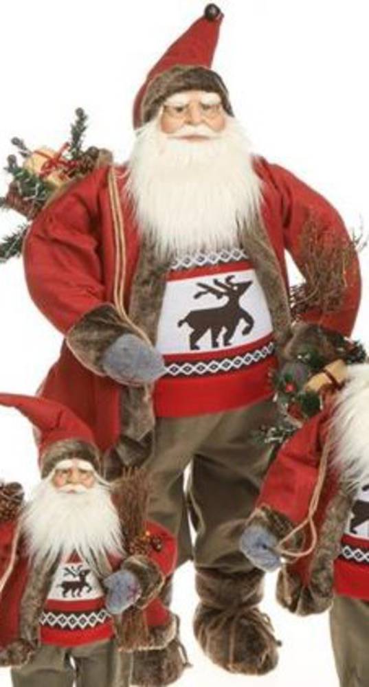 Santa 90cm Red Coat Reindeer Jumper LED Lights 3x AA Batt.