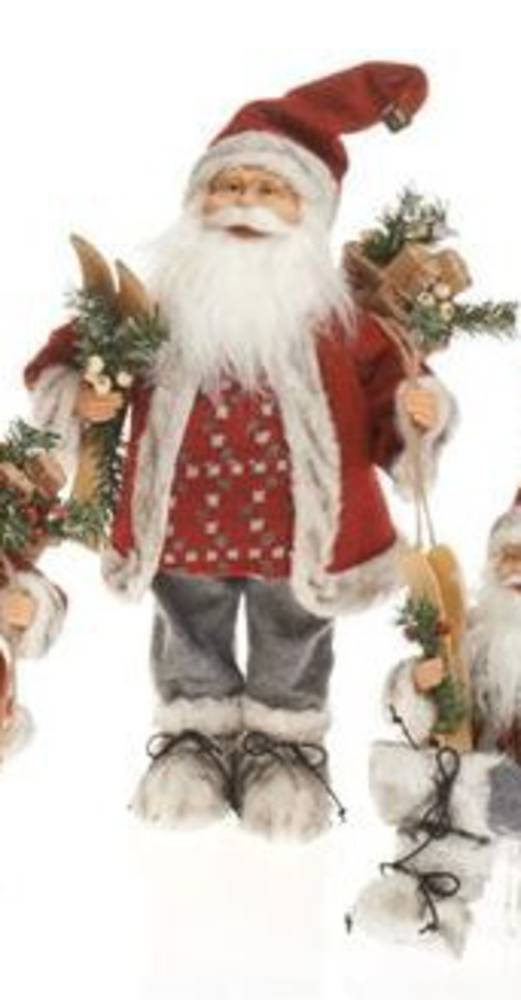 Santa Red Coat Grey Pants Check Jumper