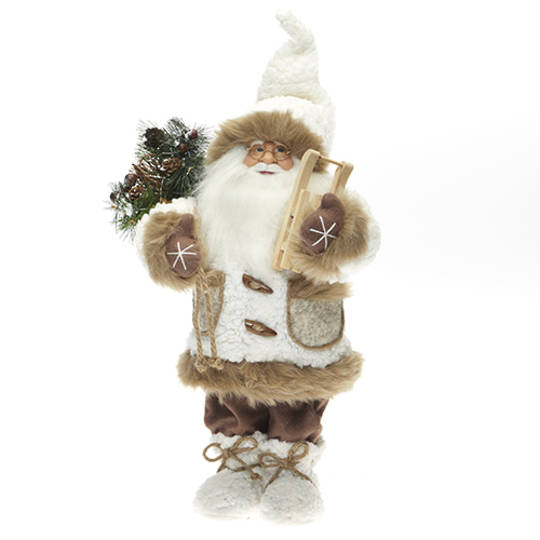 Santa Cream Coat 62cm with Caramel Fur Trim LED Lights 3x AA Batt.