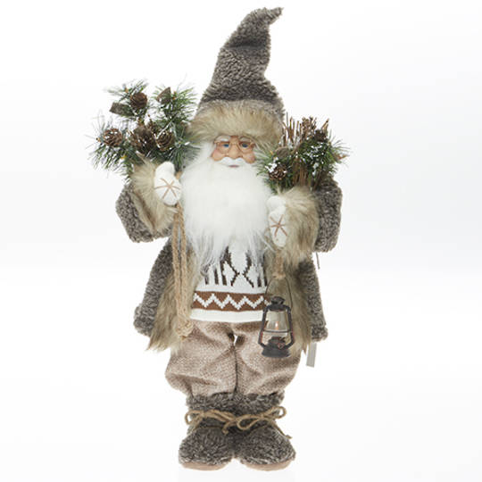 Santa, Brown Coat with a Reindeer Sweater