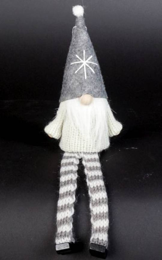 Sitting Santa White Knit Jumper, Grey Hat