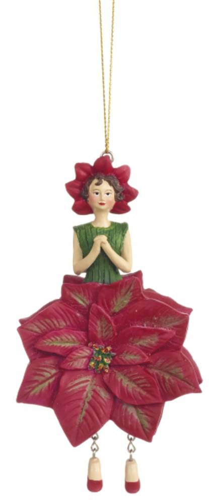 Hanging Flower Girl Poinsettia Red 12cm