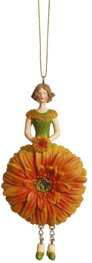 Hanging Flower Girl Gerbera Orange 12cm