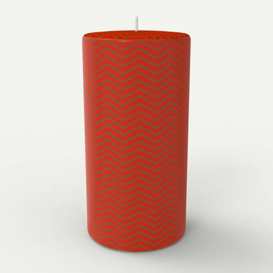 Zig Zag Candle, Red & Gold