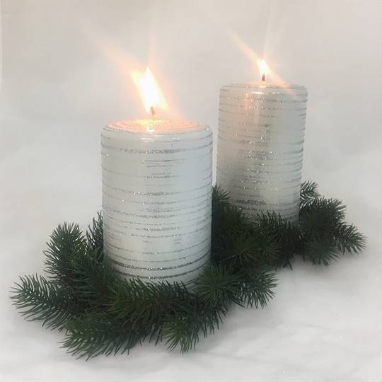 Metallic White with Silver Glitter Candle