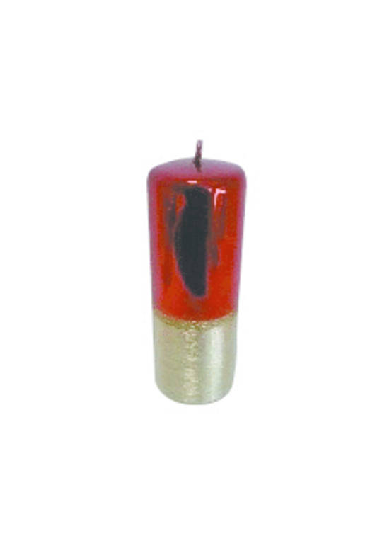 Candle Metallic Red with Brushed Gold Band