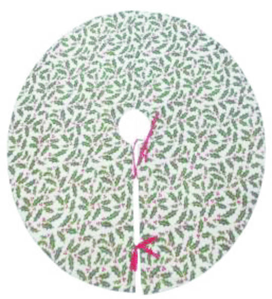 Xmas Tree Skirt, Holly Pattern