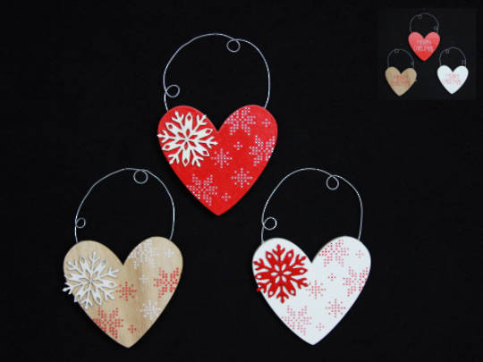 Hanging Wooden Scandi Snowflake Heart