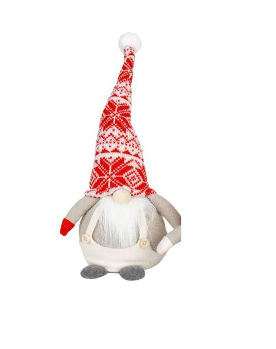 Plush Sowflake Knitted Hat, Beige Pants Santa