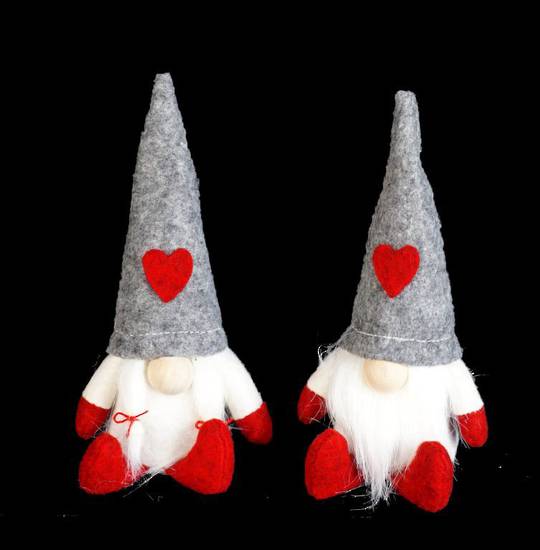 Plush Sitting Mini Santa, Grey Hat, White Jumper