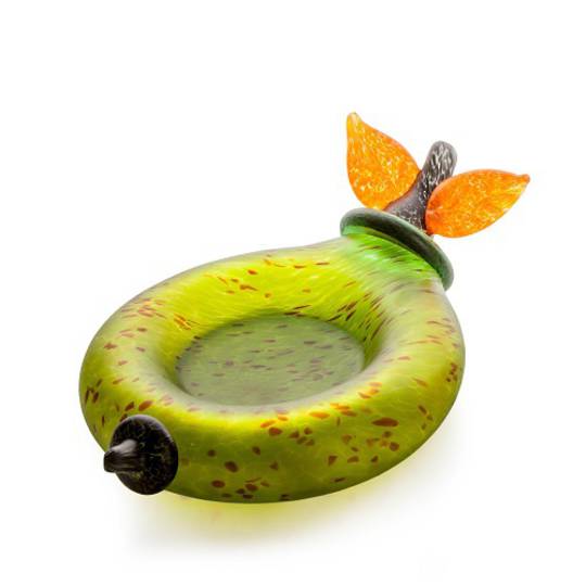 Artglass Apple Fruit Bowl. Green